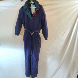Rare* OBERMEYER WOMEN'S ONE PIECE SKI SUIT Size 12 w/ Hood in Collar Zip&Button